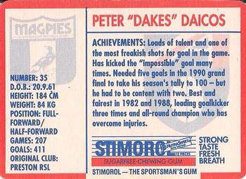 1991 Scanlens Stimorol #4 Peter Daicos Back